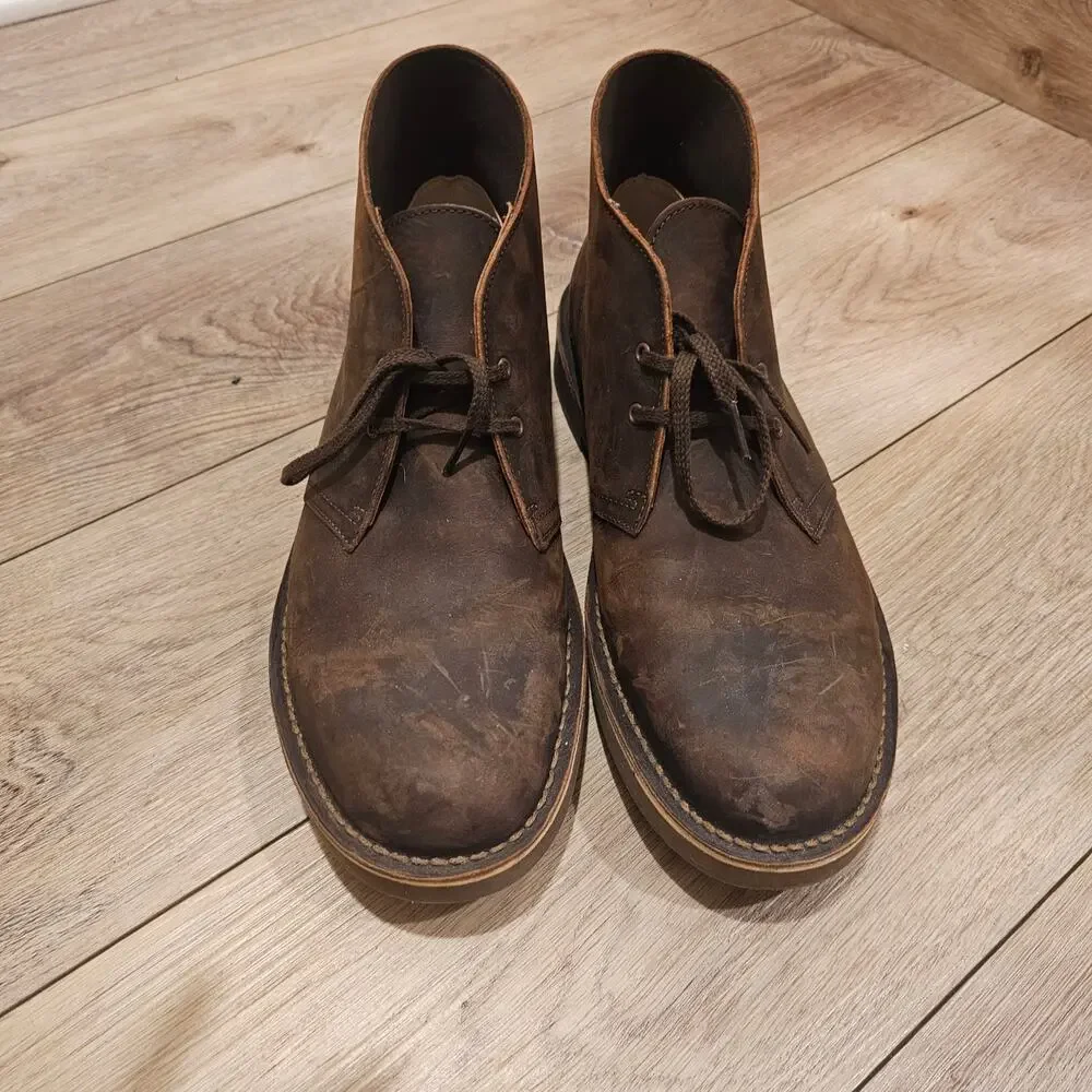 Clarks Bushacre Brown Leather 2-eye Chukka Boots Mens Size 12